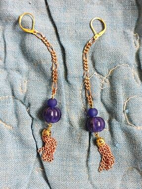 Handmade Pendulum Sapphire Tassel Earrings